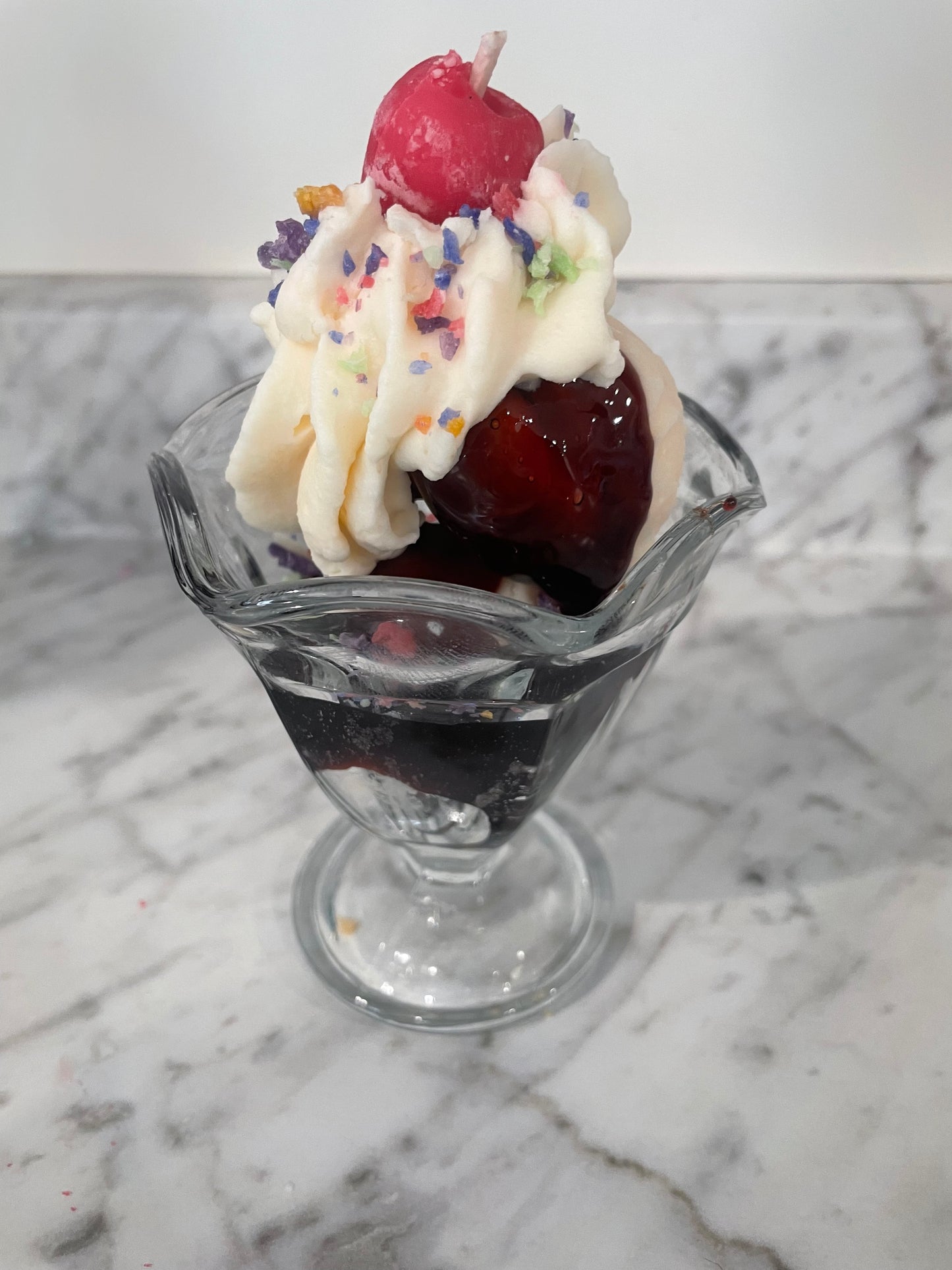 Hot fudge sundae candle