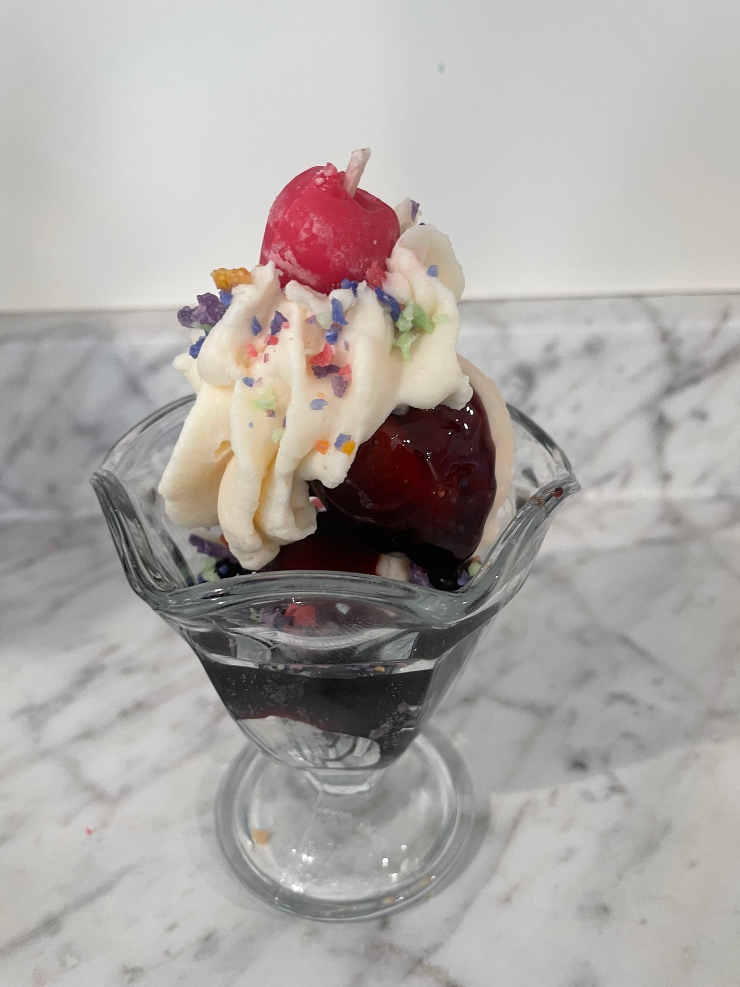 Hot fudge sundae candle