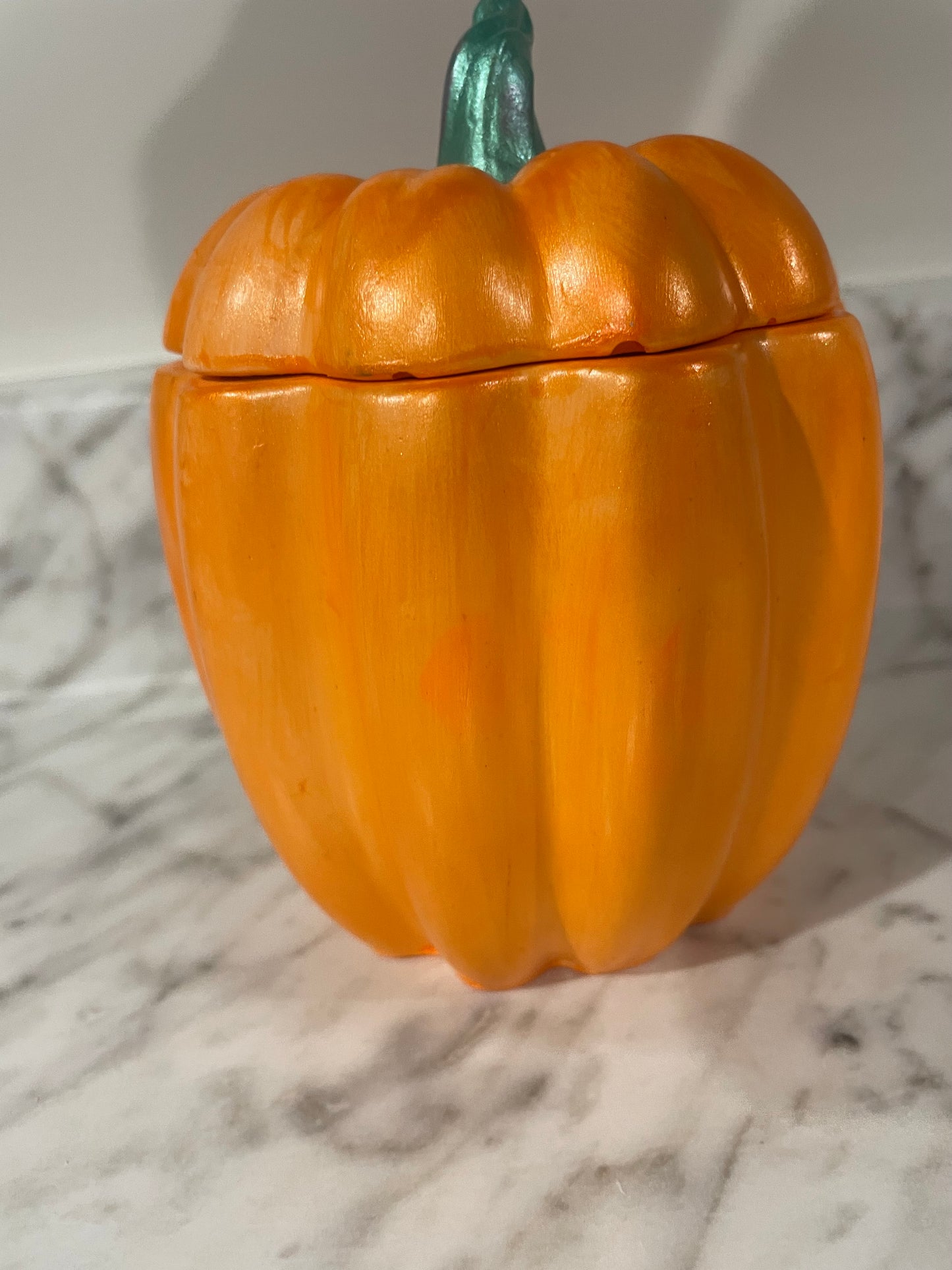 Handmade pumpkin with pumpkin pie scented candle