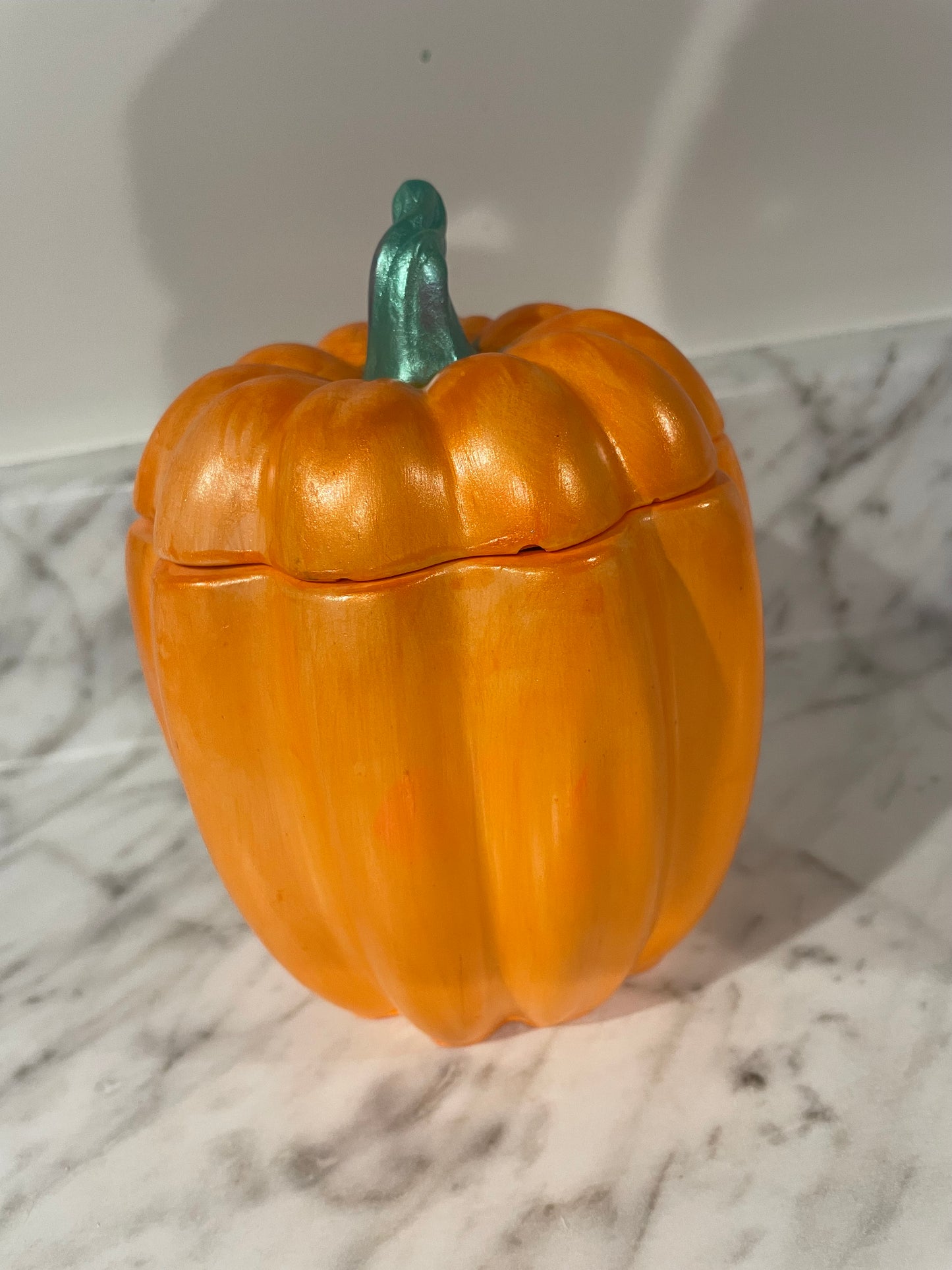 Handmade pumpkin with pumpkin pie scented candle
