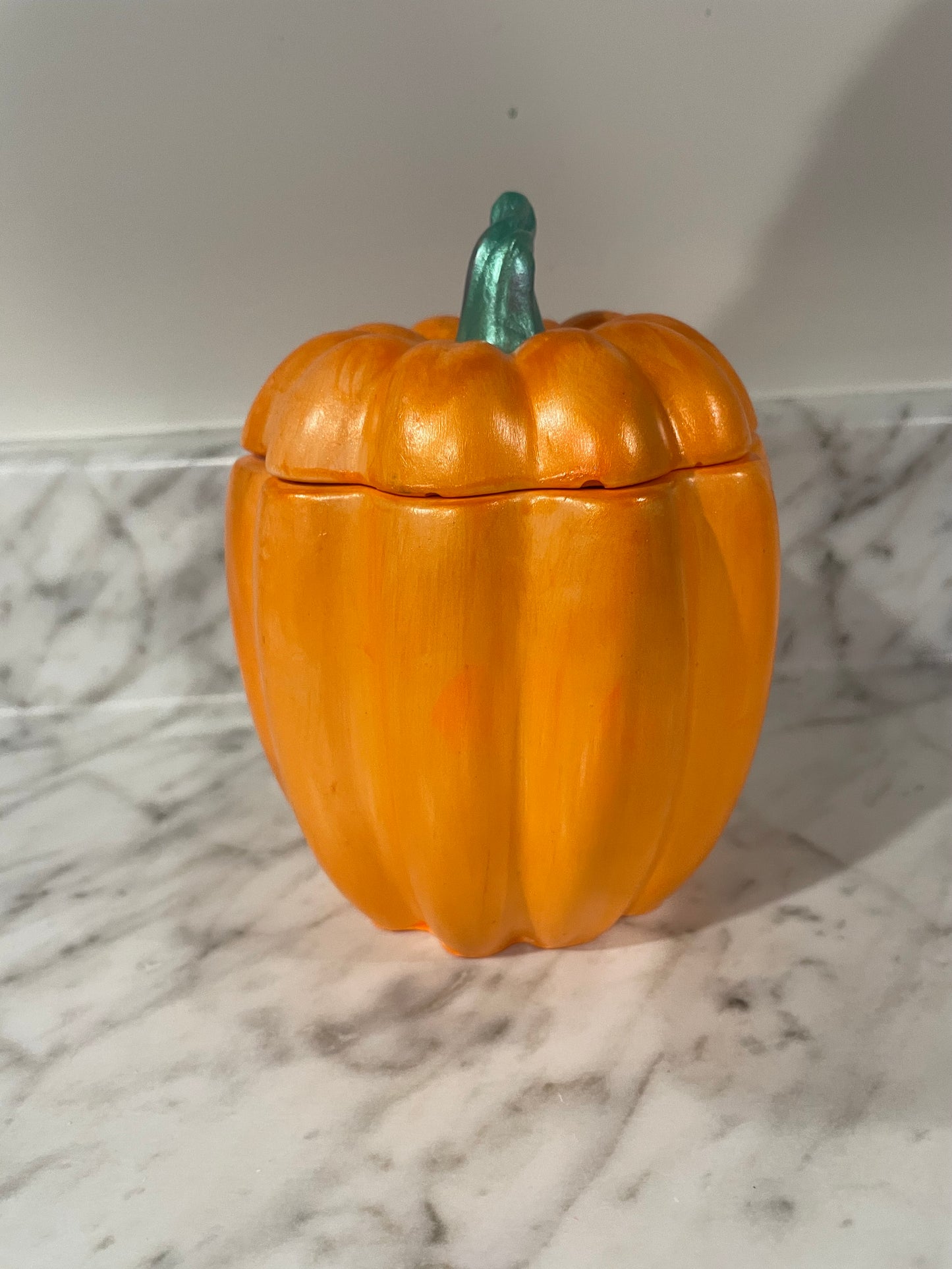 Handmade pumpkin with pumpkin pie scented candle