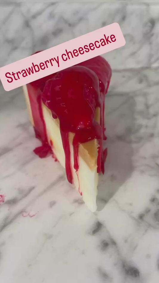 Slice of strawberry cheesecake