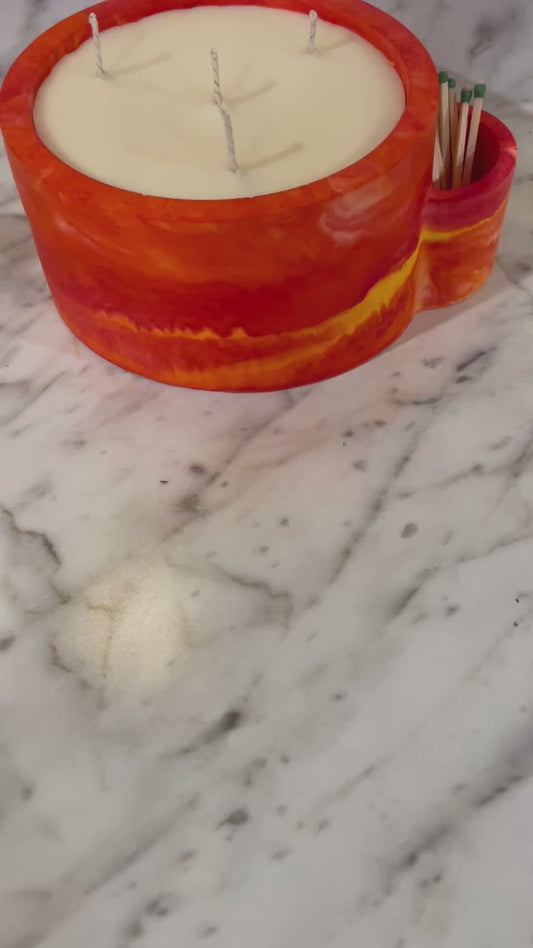 Candle with match holder
